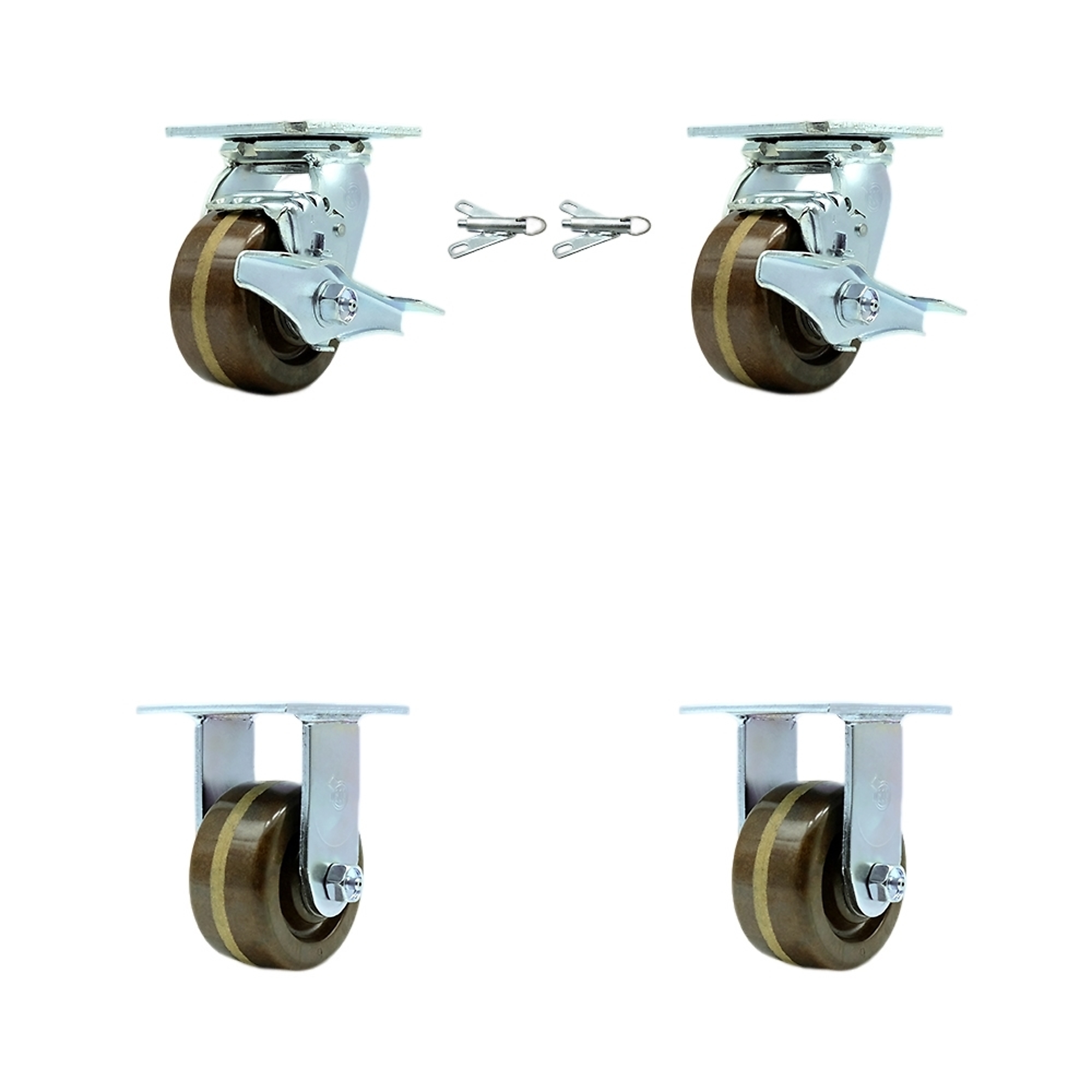 Service Caster, 4in. x 2in. Plate Casters, Wheel Diameter 4 in, Caster Type Swivel, Package (qty.) 4, Model# SCC-30CS420-PHRHT-TLB-BSL-2-R-2